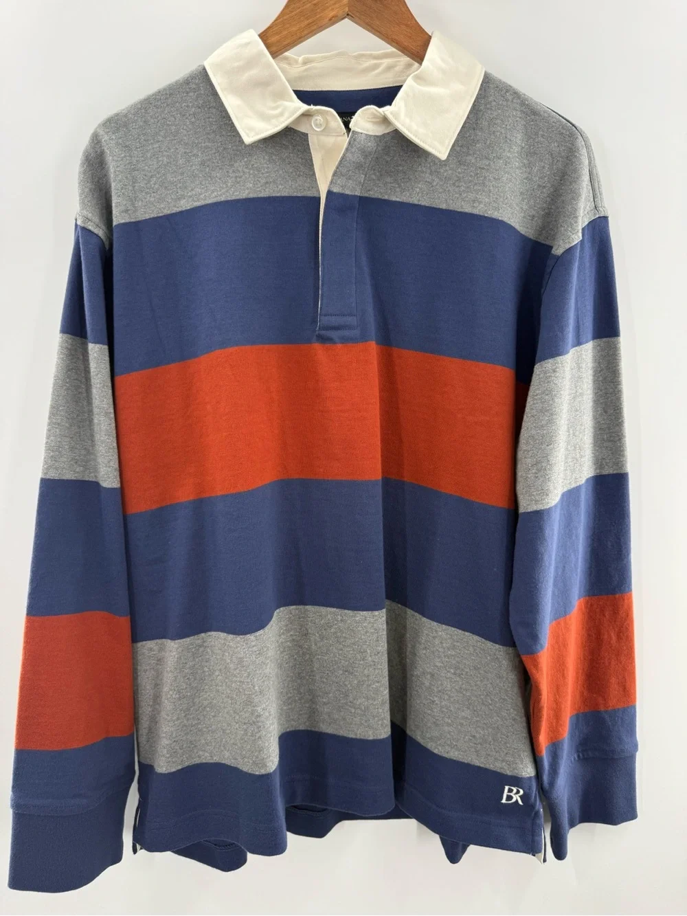 NWT Banana Republic Men’s Rugby Polo Heavy Weight Contrast Collar Striped Size L